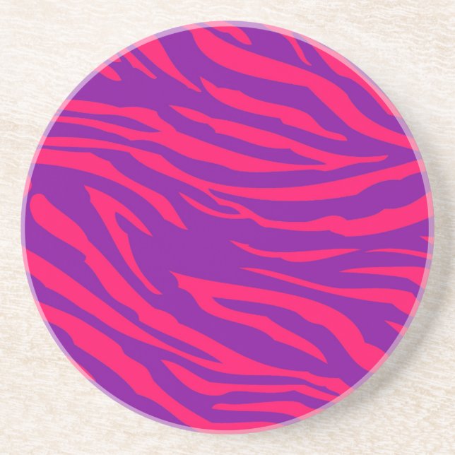 En Grès Purpl rose chaud Zebra Imprimer Dessous de verre d (Devant)