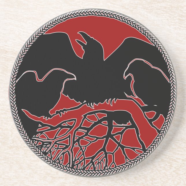 En Grès Raven Dessous de verre Corbeau Cadeau Corbeau & Cr (Devant)