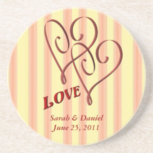 En Grès Red Hearts Dessous de verre cadeau Mariage personn