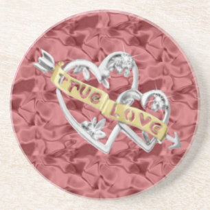 En Grès Red True Love Rejoint Hearts Dessous de verre