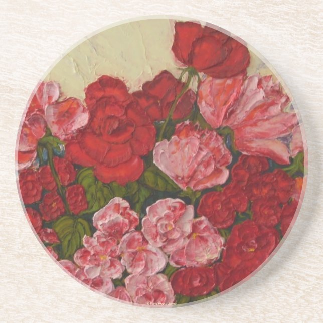 En Grès Roses et dessous de verre de pivoines (Devant)