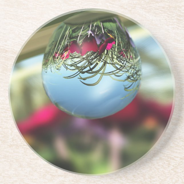 En Grès Roses sur le Dessous de verre Raindrops (Devant)