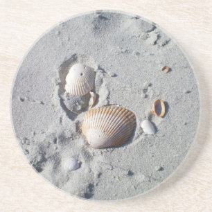 En Grès Sable et dessous de verre de coquillages