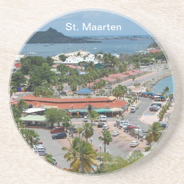 En Grès Saint-Martin - Dessous de verre de la baie Marigot (Devant)