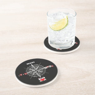 En Grès Sandstone Dessous de verre Compass Motif pour Vale