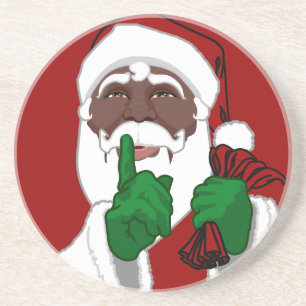 En Grès Santa Clause Dessous de verre Black Père Noël Noël