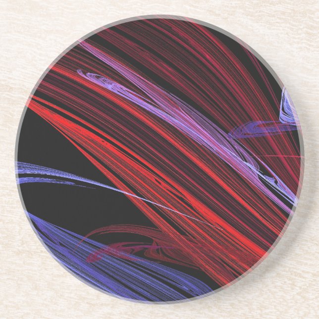 En Grès Série Abstraite-1 — Dessous de verre bleu rouge 1  (Devant)