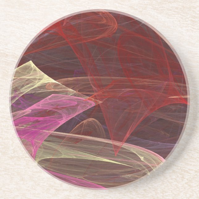 En Grès Série fractale-2 : Dessous de verre rouge 1 de cou (Devant)