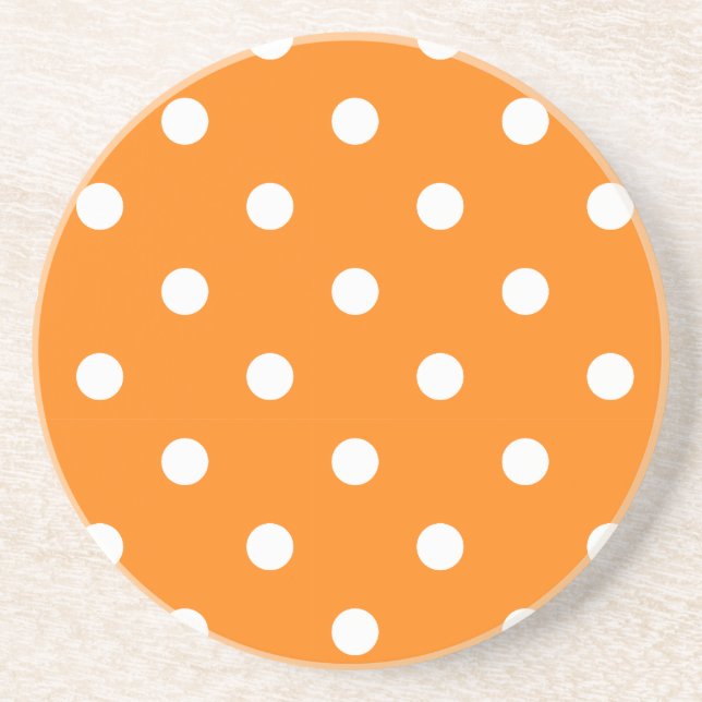 En Grès Série Polka Dot - dessous de verre orange et blanc (Devant)