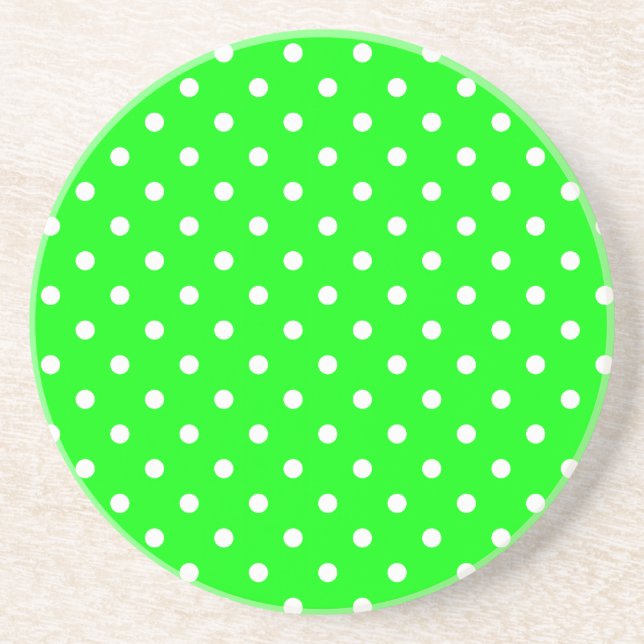 En Grès Série Polka Dot - dessous de verre vert et blanc (Devant)