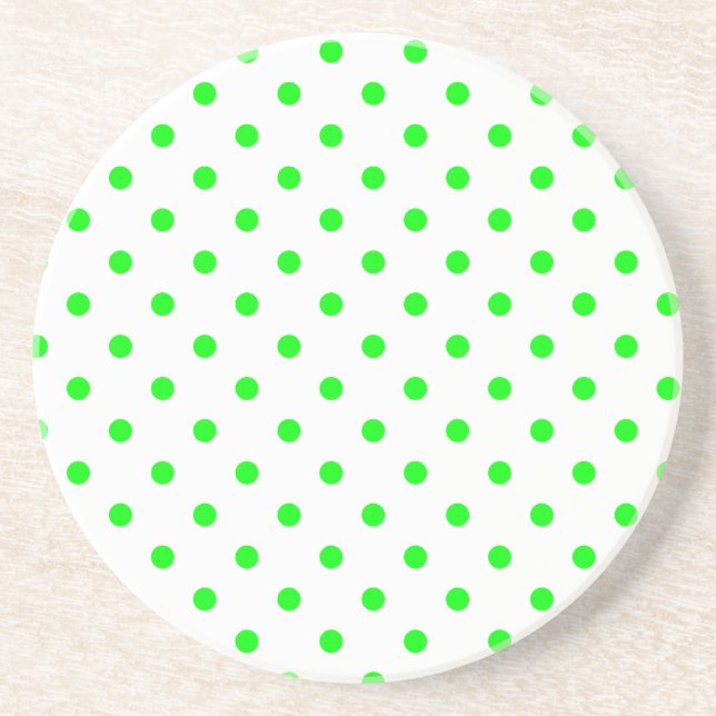 En Grès Série Polka Dot - dessous de verre vert et blanc (Devant)