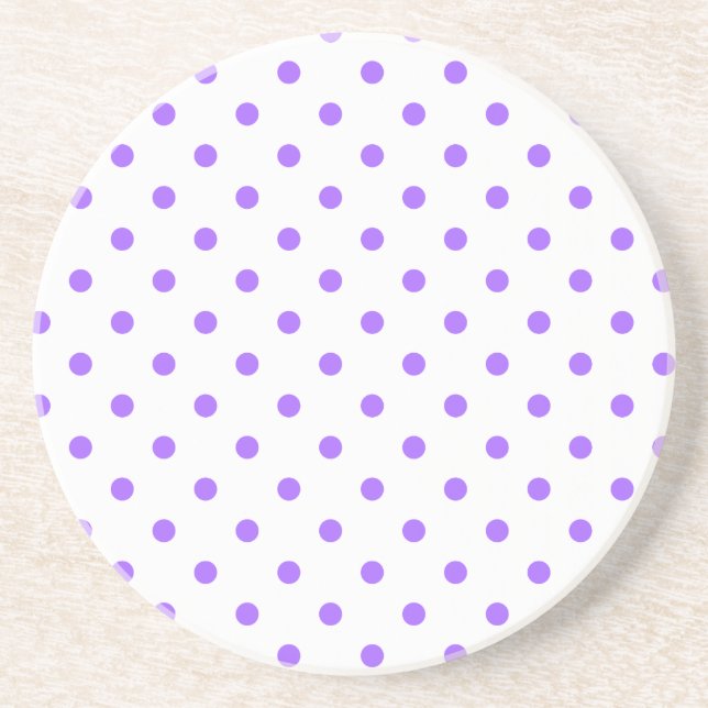 En Grès Série Polka Dot - dessous de verre violet et blanc (Devant)