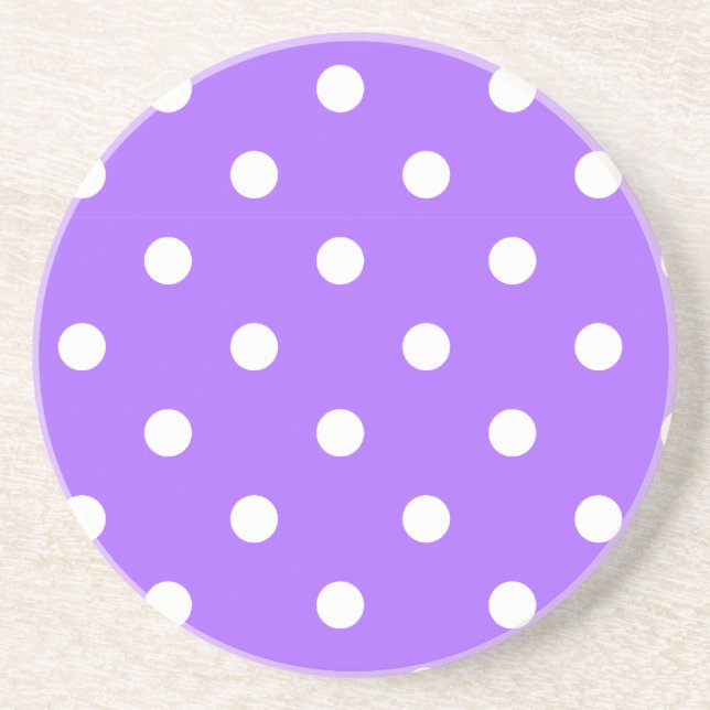 En Grès Série Polka Dot - dessous de verre violet et blanc (Devant)