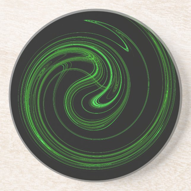 En Grès Série spirale-1 : Dessous de verre vert 1 de coule (Devant)