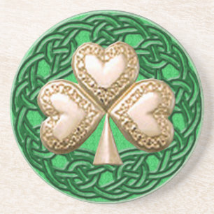 En Grès Shamrock d'or sur le Dessous de verre de noeuds ce