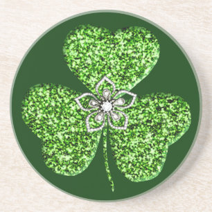 En Grès Shamrock parties scintillant Et Dessous de verre F