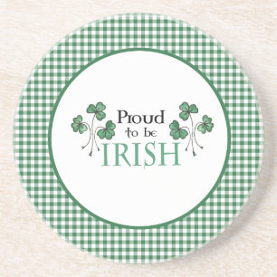 En Grès Shamrock vert fier d'être Dessous de verre irlanda
