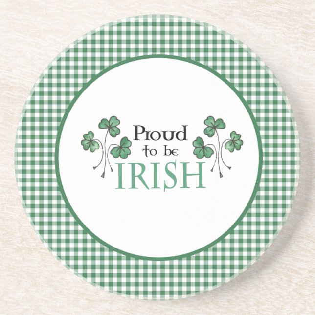 En Grès Shamrock vert fier d'être Dessous de verre irlanda (Devant)