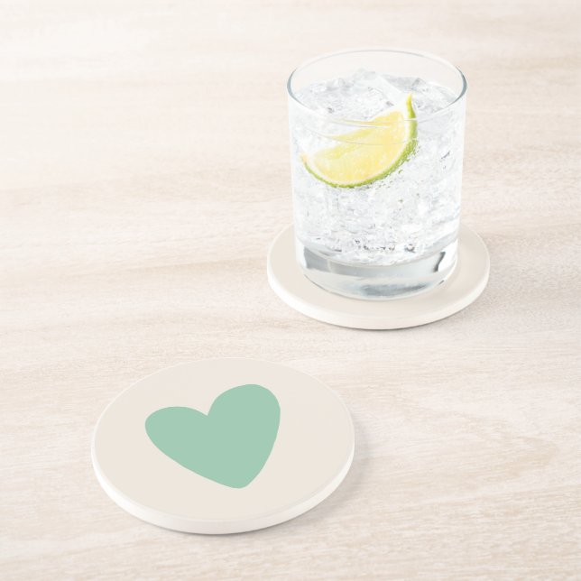 En Grès Simple Deafoam Mint Green Heart Dessous de verre e (Côté)