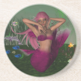 En Grès Sirène dans des dessous de verre de mer