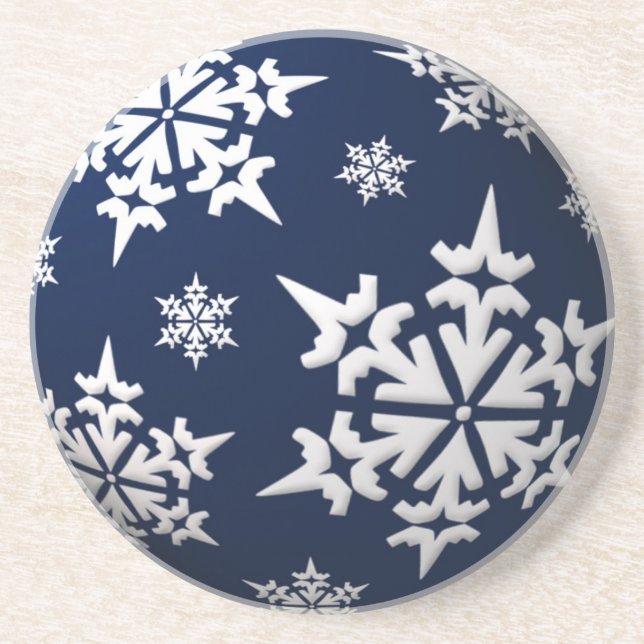 En Grès Snowflakes Dessous de verre de vacances (Devant)