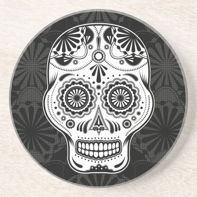 En Grès Sucrez l'art de crâne - jour des dessous de verre (Devant)