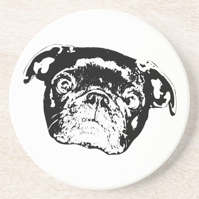 En Grès Tapis de dessous de verre de rassemblement de Pug  (Devant)