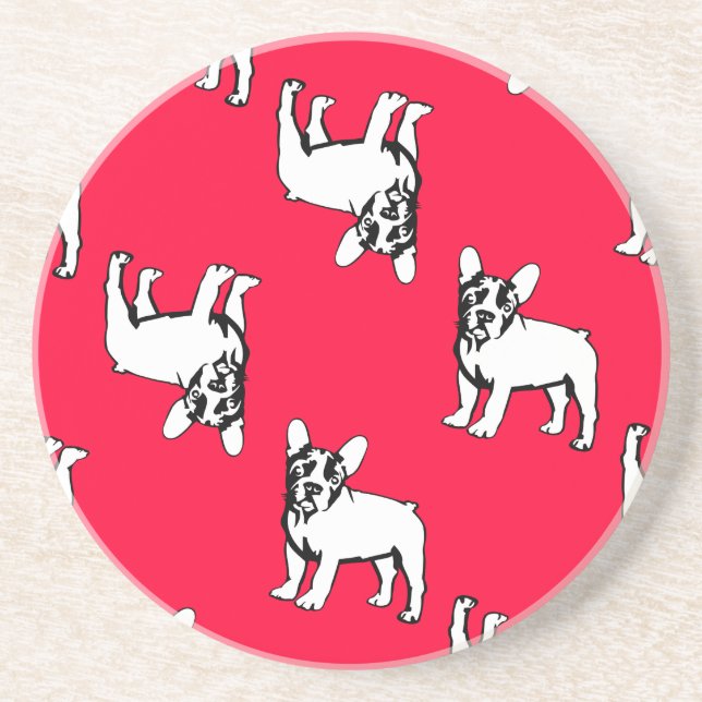 En Grès Tapis de dessous de verre pour chien Bouledogue Fr (Devant)