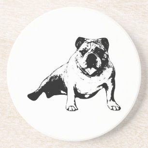 En Grès Tapisserie de dessous de verre Bouledogue Détendu