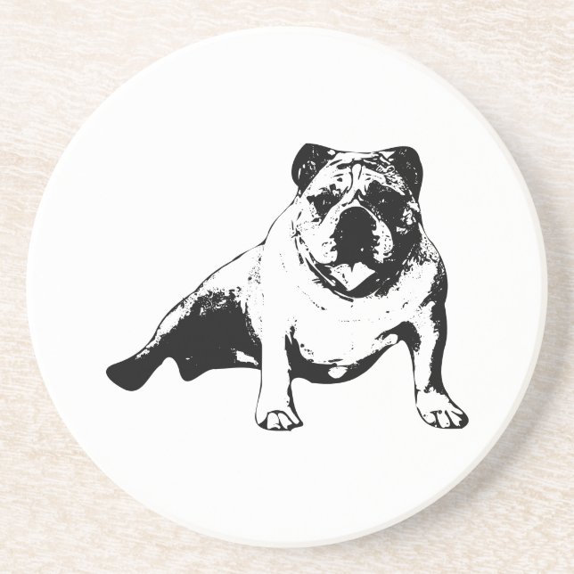 En Grès Tapisserie de dessous de verre Bouledogue Détendu (Devant)