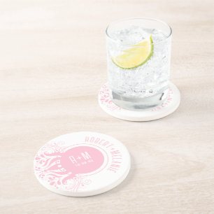 En Grès Tapisserie Fleurie Rose pour Dessous de Verre de M