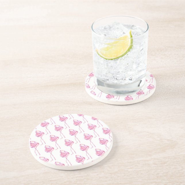 En Grès Tender Flamingo Série Design 3 Dessous de verre (Côté)