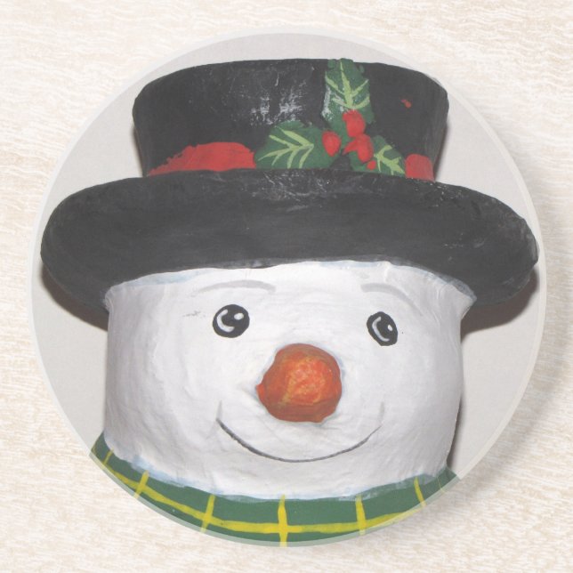 En Grès Très beau Dessous de verre Snowman (Devant)