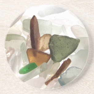 En Grès Verre de mer ou Dessous de verre de verre de plage