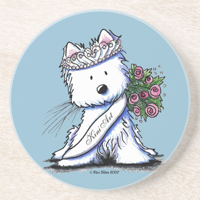En Grès Willow Westie Terrier Dessous de verre (Devant)