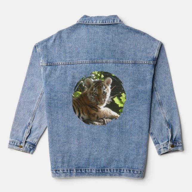 En Jean Bébé mignon Veste de Denim Tiger (Verso)