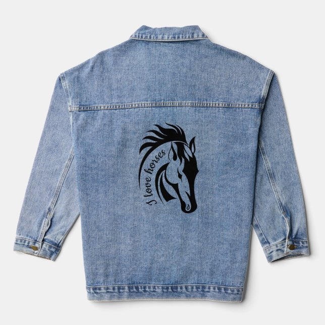 En Jean Belle Veste Denim Design Cheval (Verso)