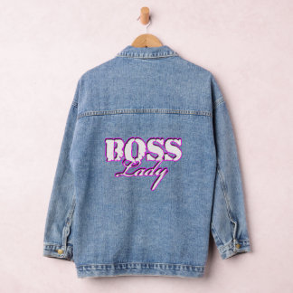 En Jean Boss Lady Blanc Et Rose Logo Denim Veste