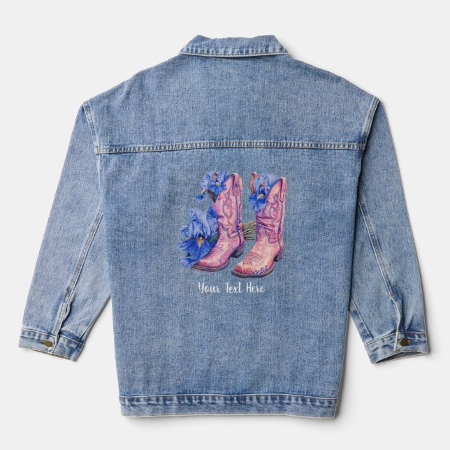 En Jean Bottes pour fille et fleurs Iris avec Veste Denim  (Verso)
