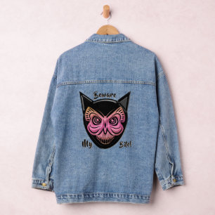 En Jean Cat papillon effrayant Crâne Denim Veste
