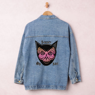 En Jean Cat papillon effrayant Crâne Denim Veste