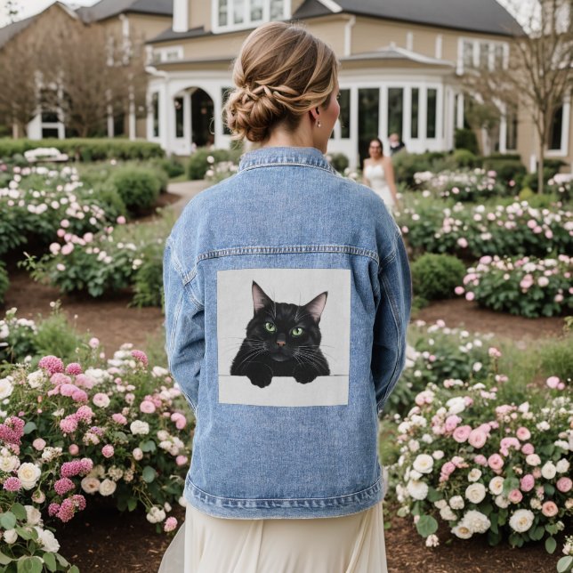 En Jean Chat chat noir Denim Veste tendance mignonne (Mariage Retour)