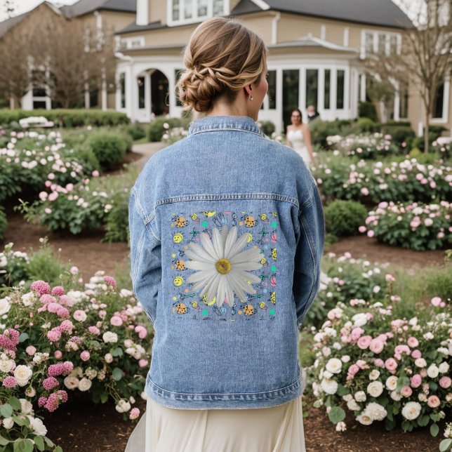 En Jean Denim Veste Daisy Floral (Mariage Retour)