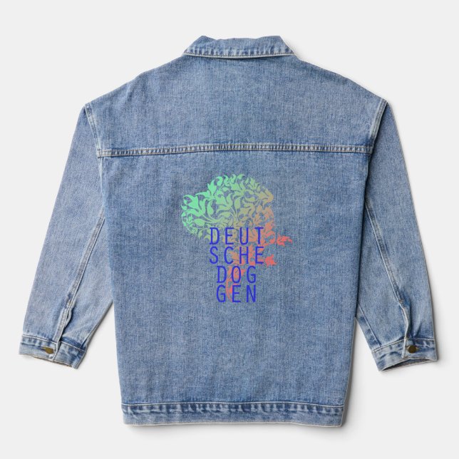 En Jean Denim Veste Grande Danse Illustration Florale (Verso)