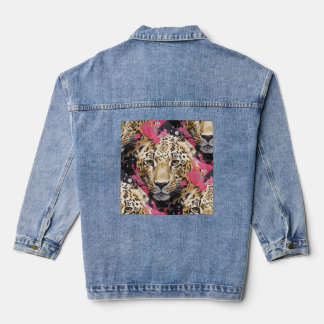 En Jean Denim Veste Leopard yeux!