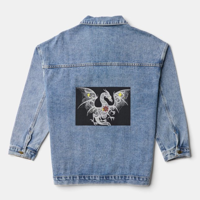 En Jean Dragon Brodé Denim Delight : Veste pour femmes (Verso)
