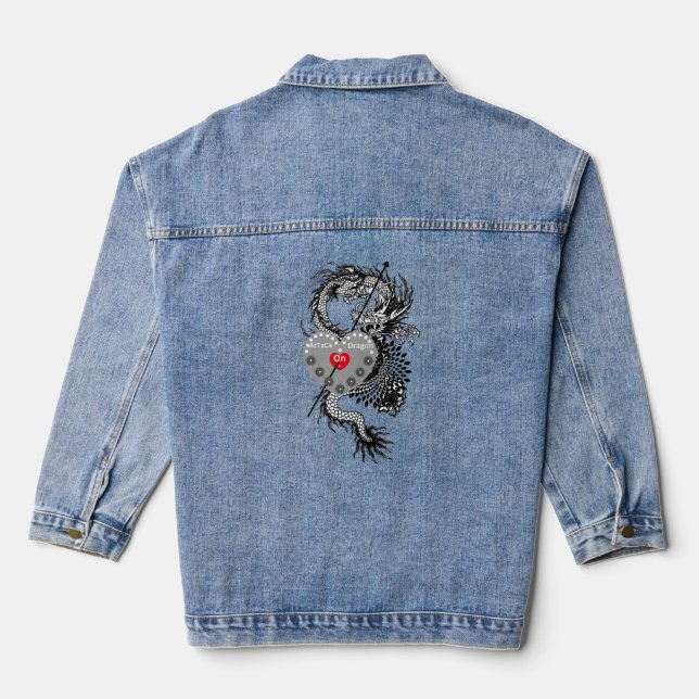 En Jean "Dragon Print Denim Veste - Bold Streetwear Vibes (Verso)