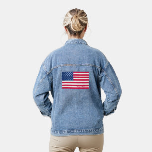 En Jean Drapeau américain Veste Denim personnalisée