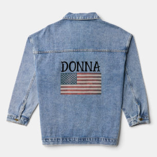 En Jean DRAPEAU PATRIOTIQUE NOM personnalisé Veste Denim
