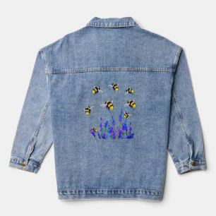 En Jean Fleurs et abeilles Flying Denim Veste